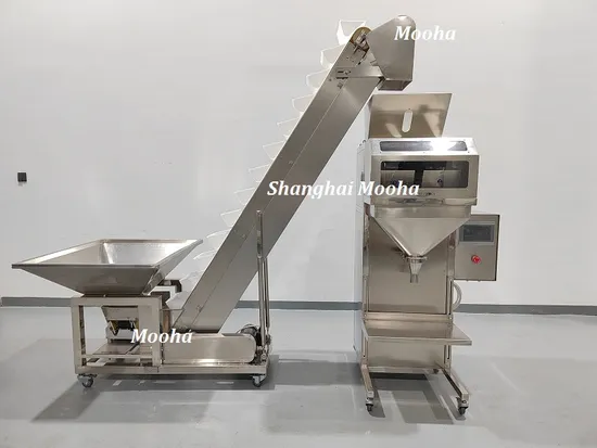 Macchina semiautomatica per il riempimento e l'imballaggio di sacchi in granuli di riso, fertilizzanti, mangimi per animali, anacardi, noci pecan, ceci, noci, chicchi di caffè, peso netto